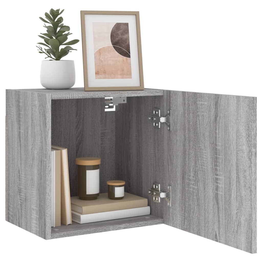 Wall-mounted TV cabinet, grey oak, 40.5x30x40cm, wood