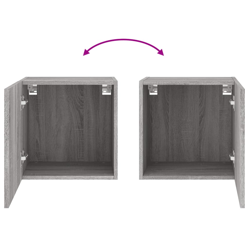 Wall-mounted TV cabinet, grey oak, 40.5x30x40cm, wood
