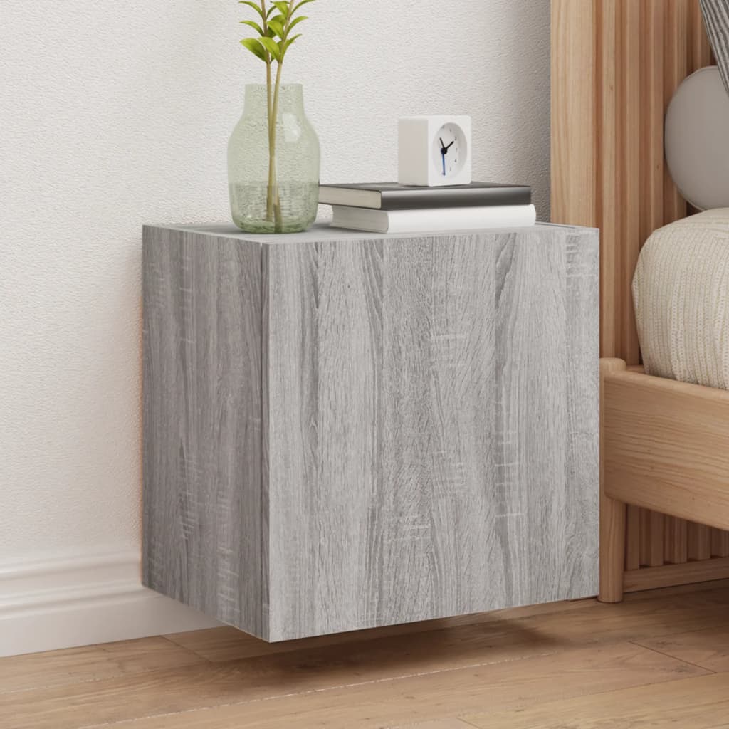 Wall-mounted TV cabinet, grey oak, 40.5x30x40cm, wood