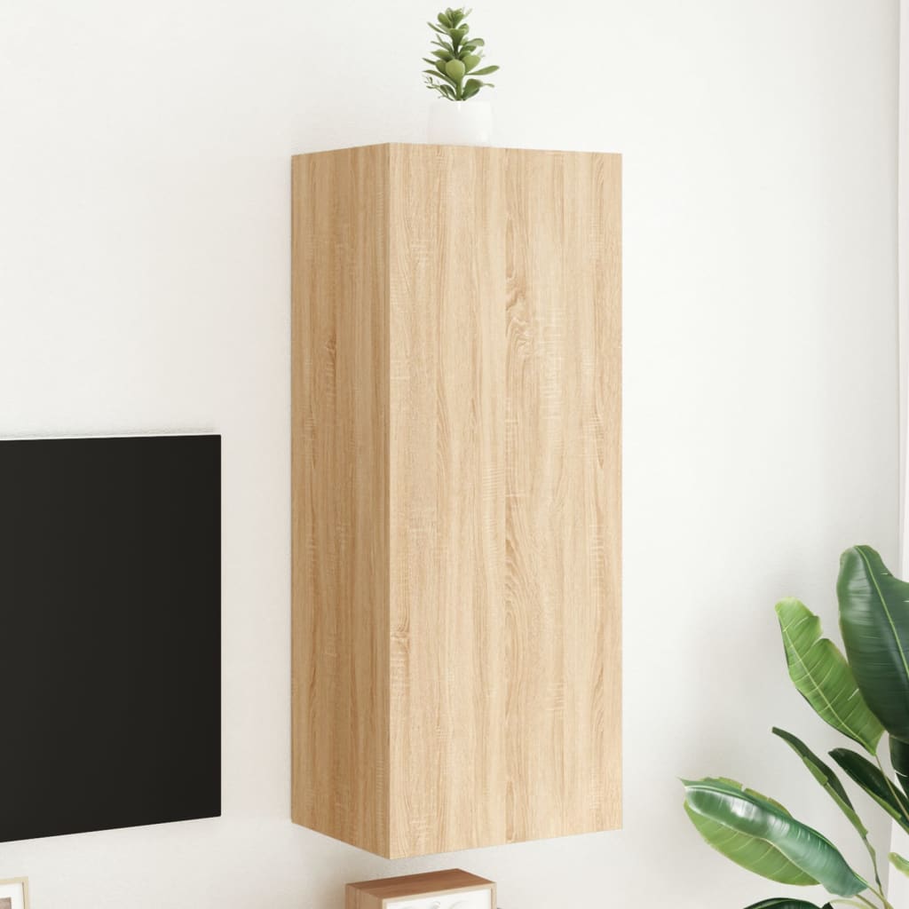 Sieninė TV spintelė, ąžuolo, 40,5x30x102cm, apdirbta mediena