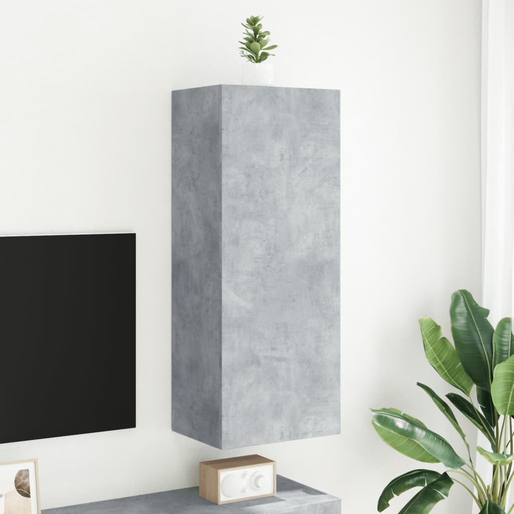 Pie sienas stiprināms TV skapītis, betona pelēks, 40,5x30x102cm, koks