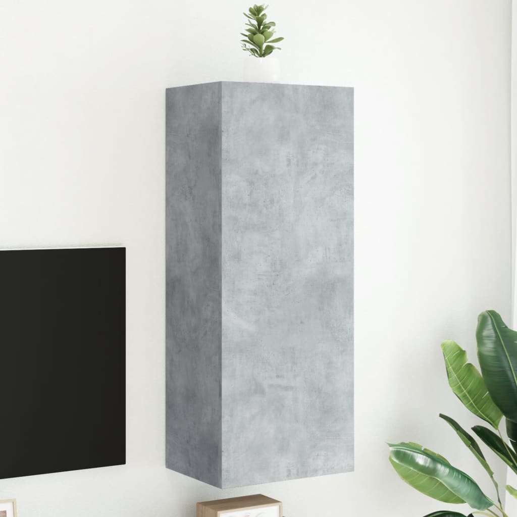 Pie sienas stiprināms TV skapītis, betona pelēks, 40,5x30x102cm, koks