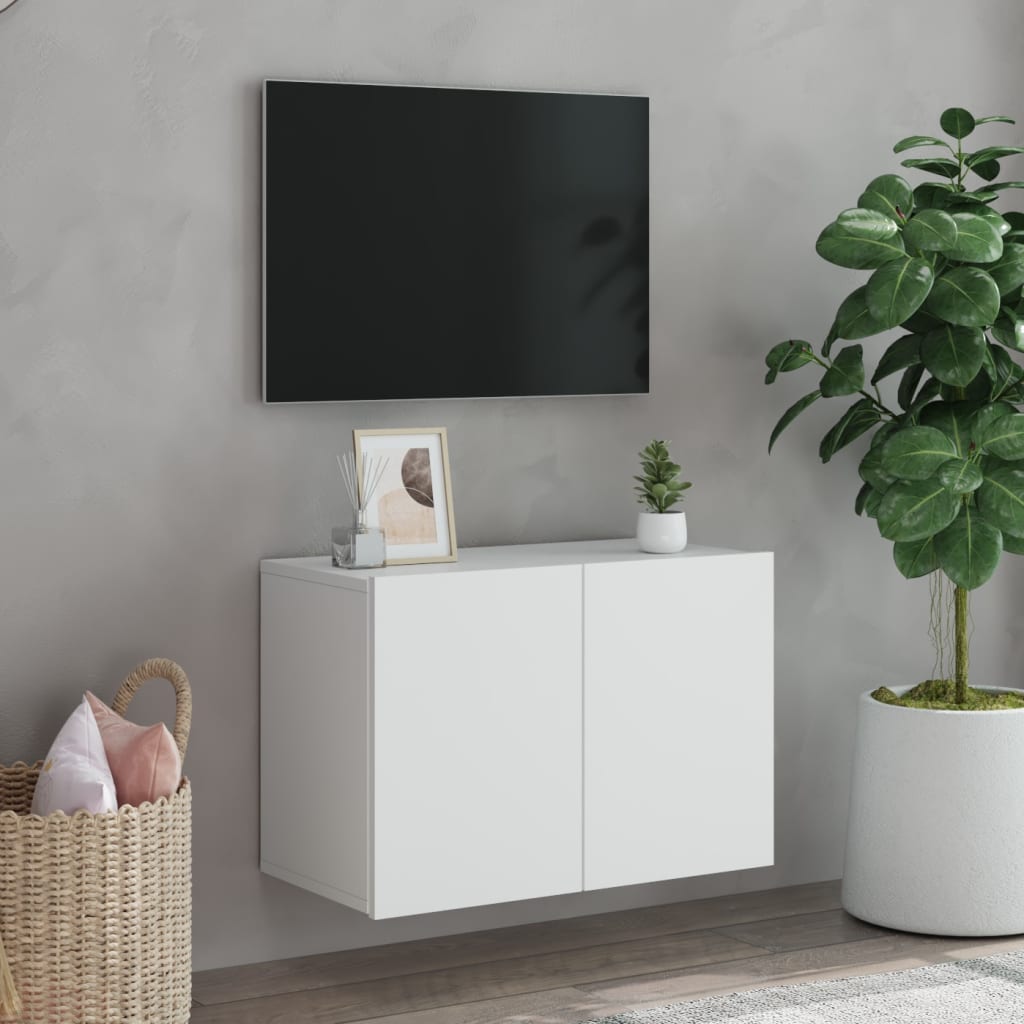 Pie sienas stiprināms TV skapītis, baltā krāsā, 60x30x41cm