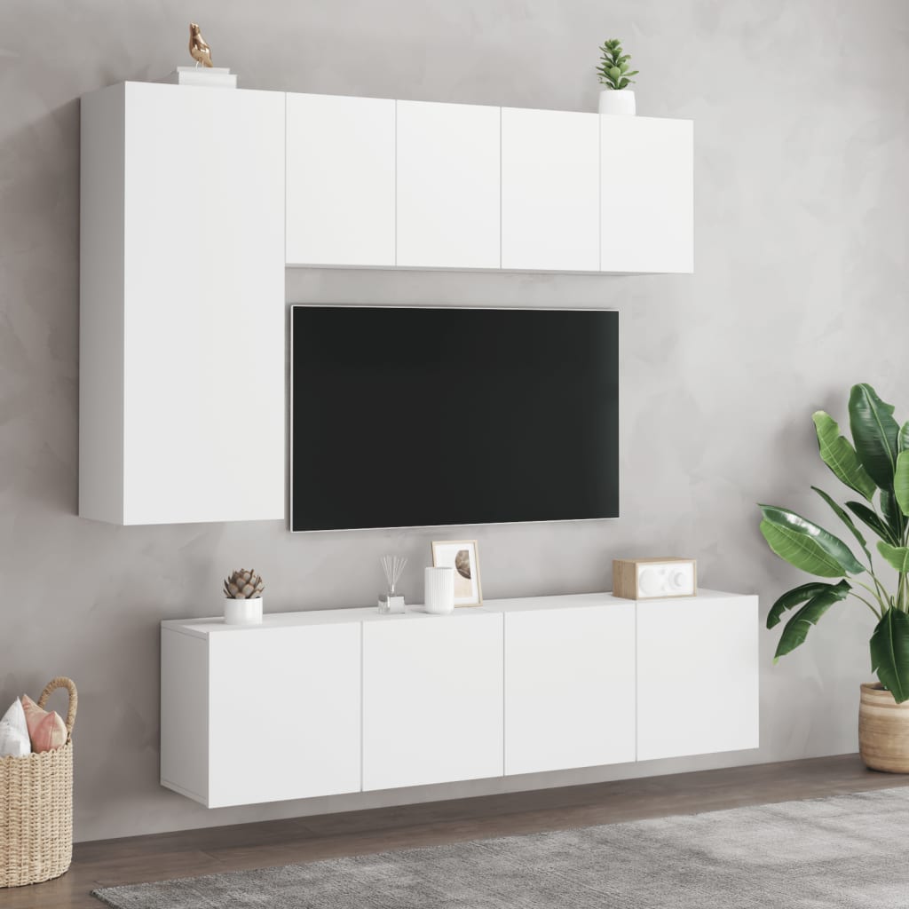 Pie sienas stiprināms TV skapītis, baltā krāsā, 60x30x41cm