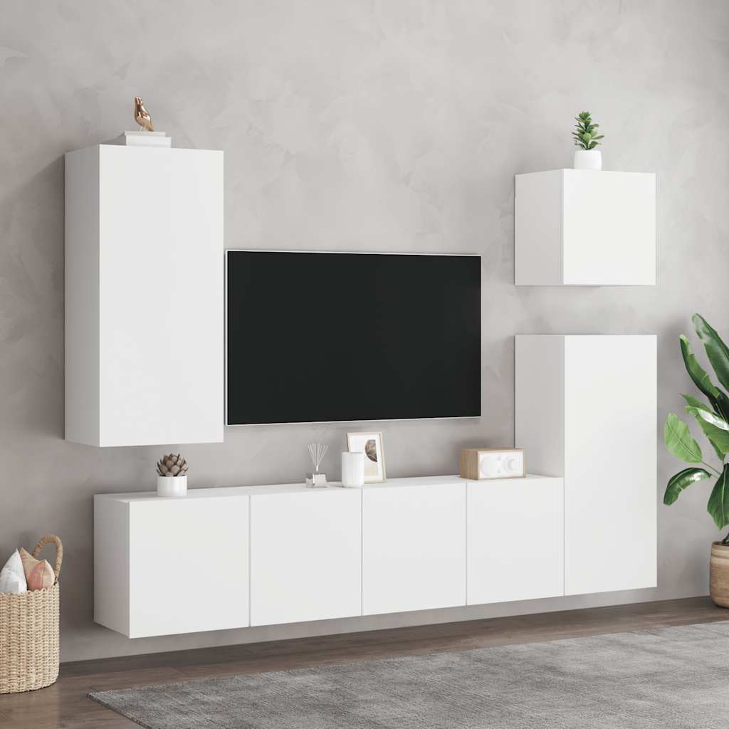 Wall-mounted TV cabinets, 2 pcs., white, 80x30x41cm