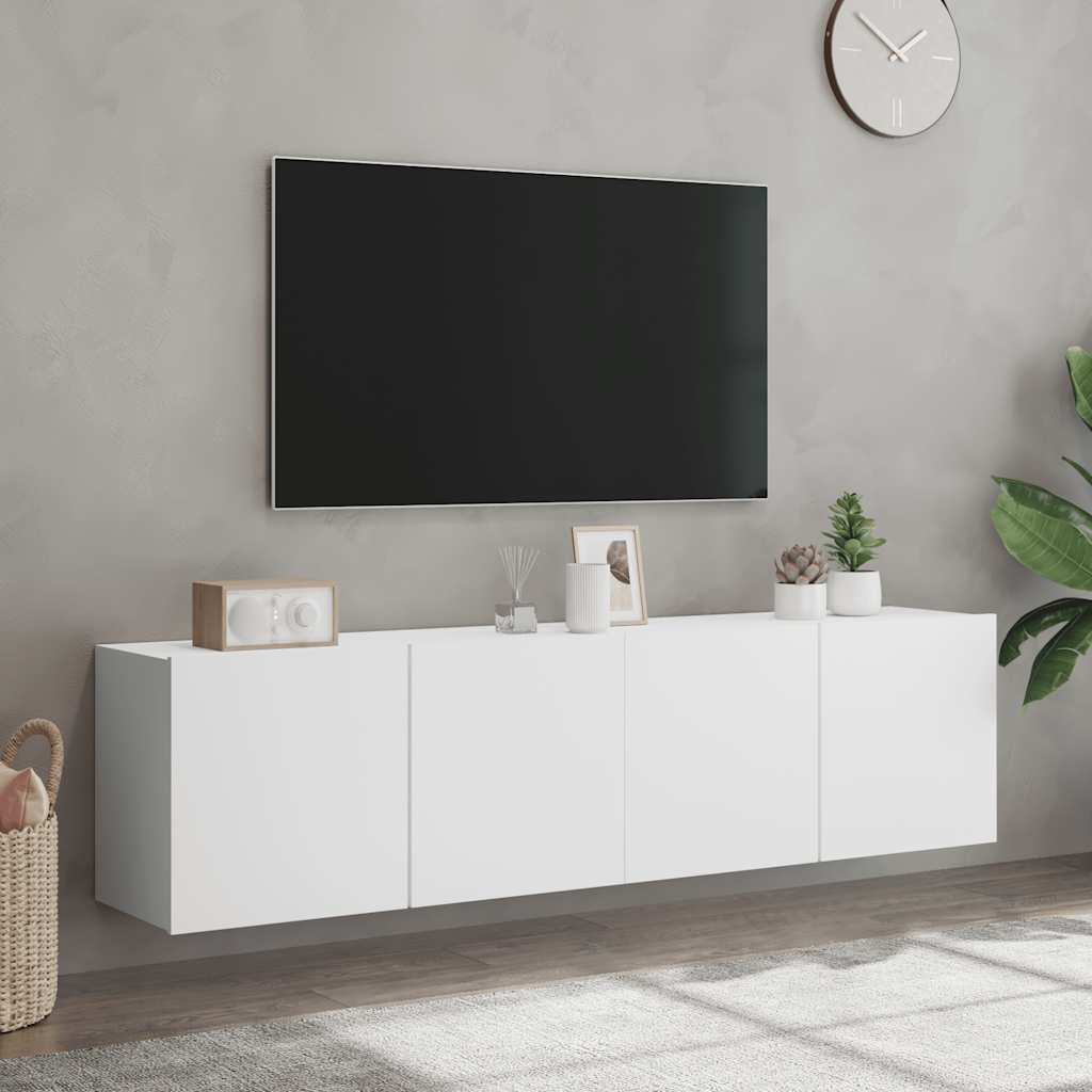 Wall-mounted TV cabinets, 2 pcs., white, 80x30x41cm