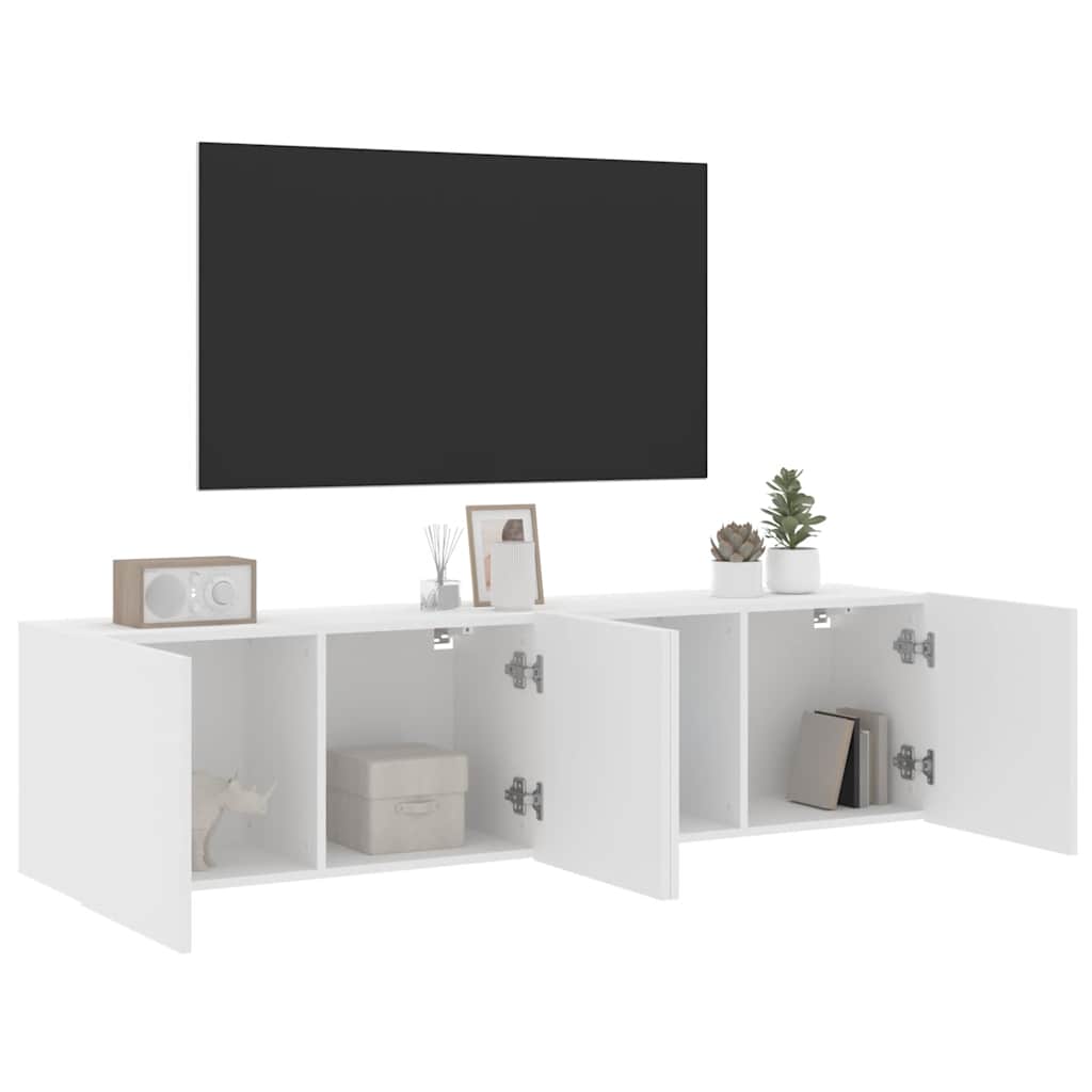 Wall-mounted TV cabinets, 2 pcs., white, 80x30x41cm