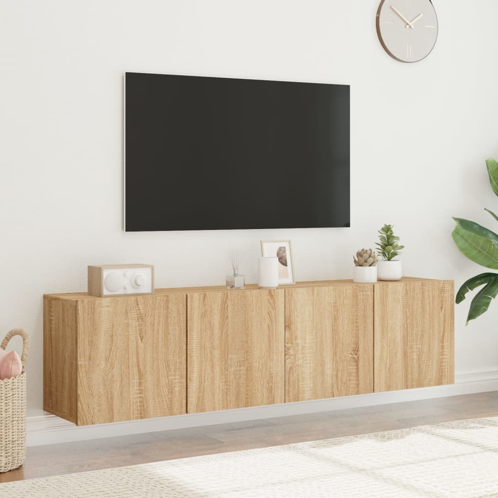 Prie sienos montuojamos TV spintelės, 2vnt., ąžuolo, 80x30x41cm