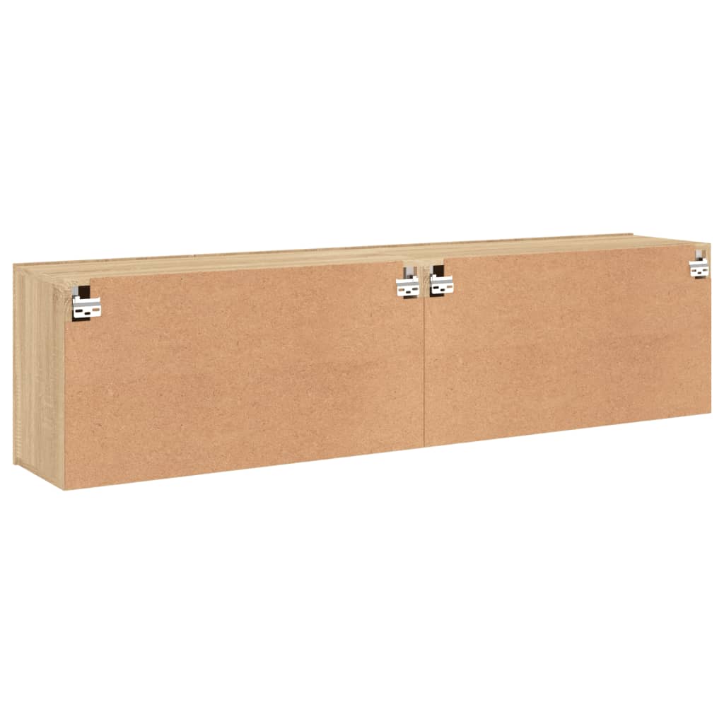 Prie sienos montuojamos TV spintelės, 2vnt., ąžuolo, 80x30x41cm