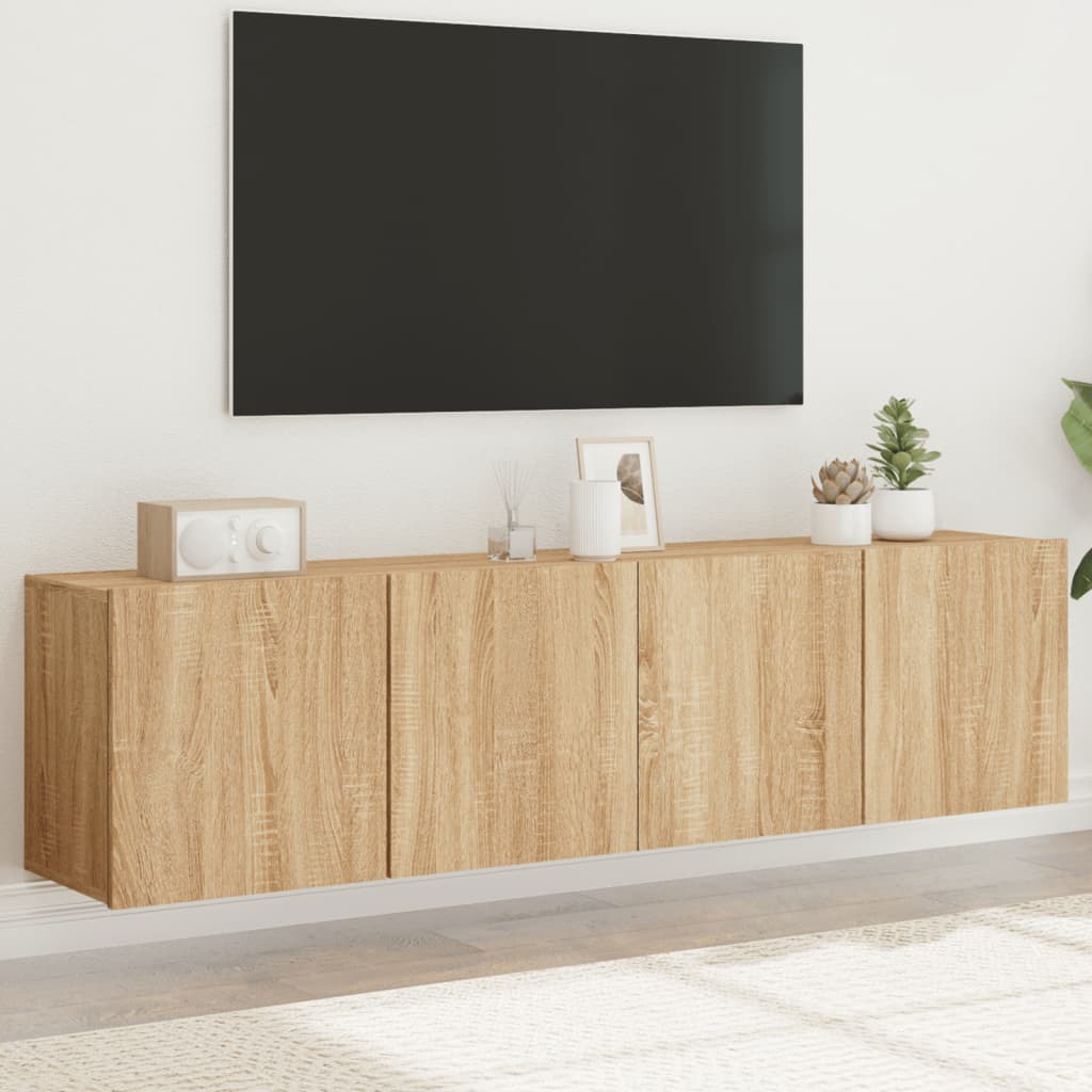 Prie sienos montuojamos TV spintelės, 2vnt., ąžuolo, 80x30x41cm