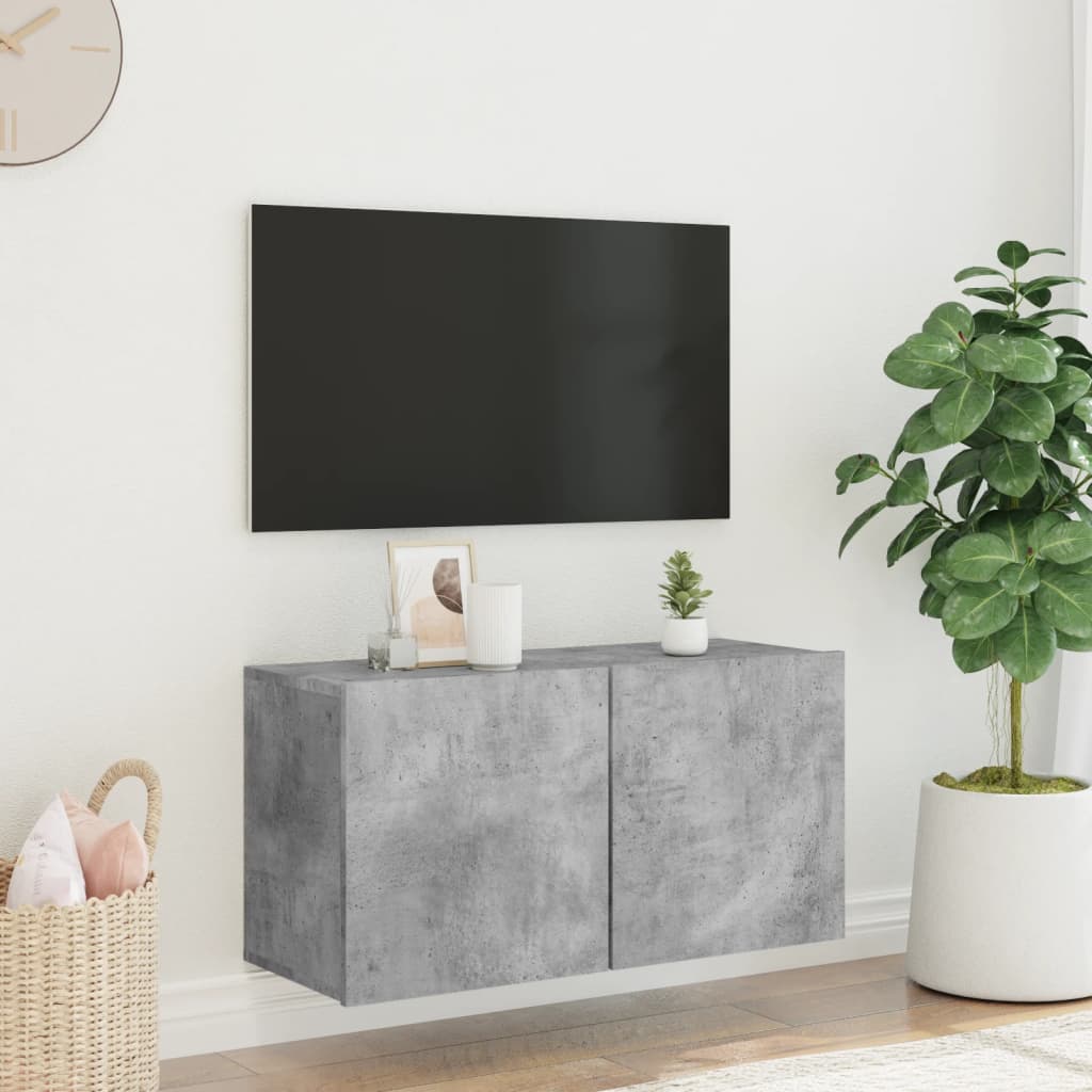 Pie sienas stiprināms TV skapītis, betona pelēks, 80x30x41 cm