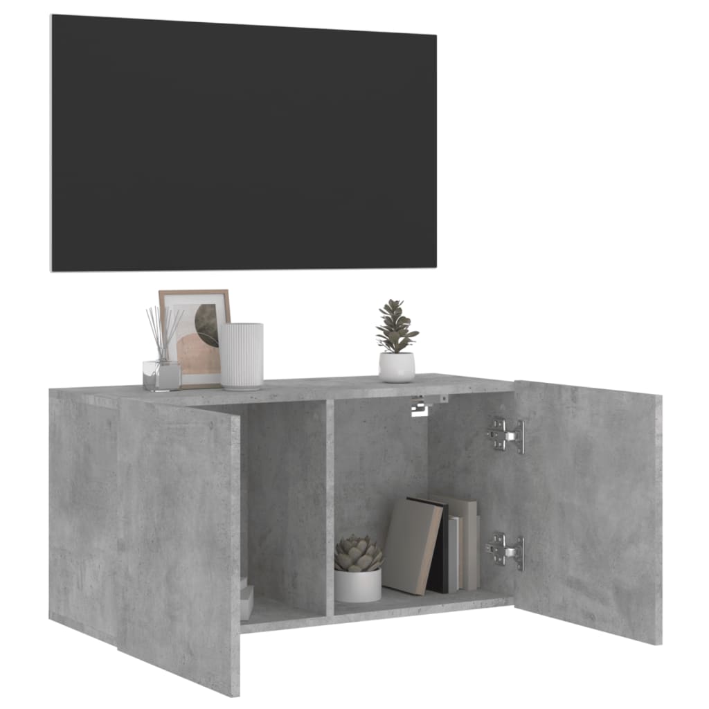 Pie sienas stiprināms TV skapītis, betona pelēks, 80x30x41 cm