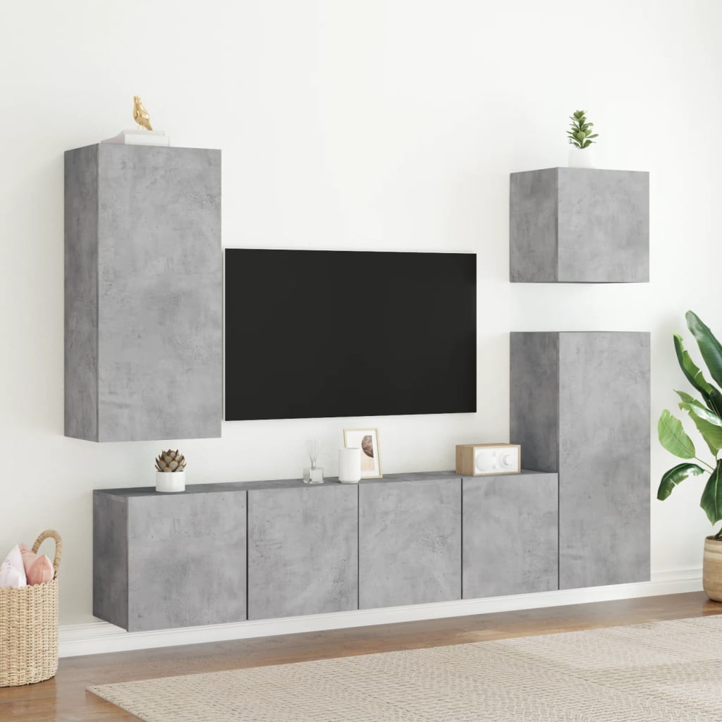 Pie sienas stiprināms TV skapītis, betona pelēks, 80x30x41 cm