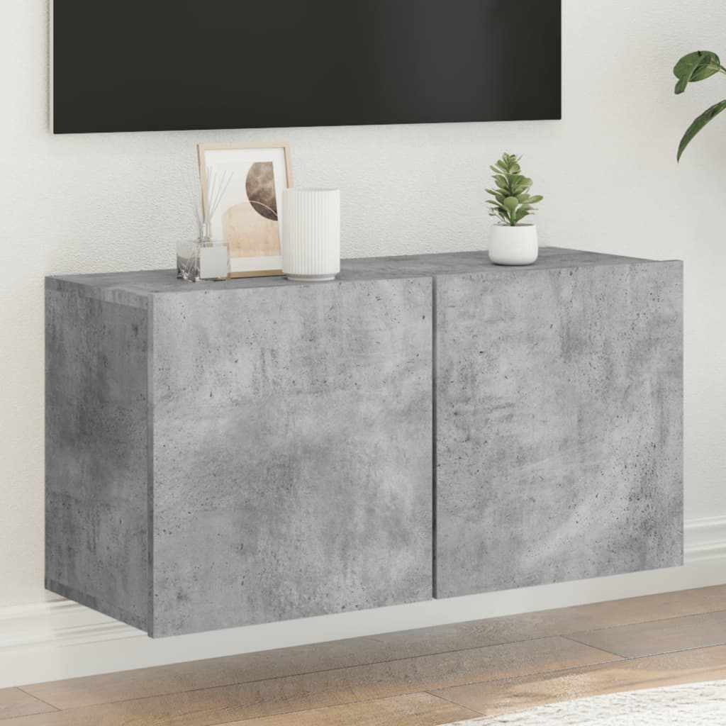Pie sienas stiprināms TV skapītis, betona pelēks, 80x30x41 cm