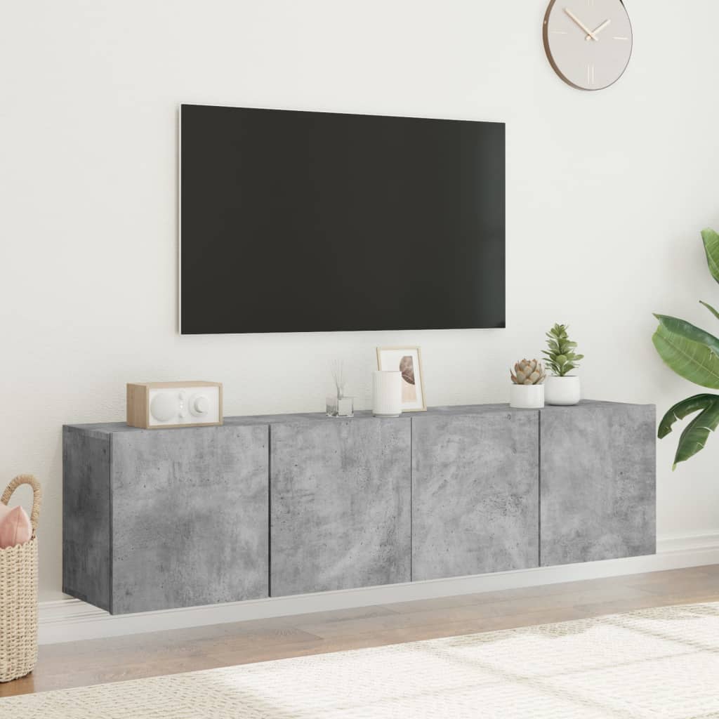 Prie sienos montuojamos TV spintelės, 2vnt., betono, 80x30x41cm