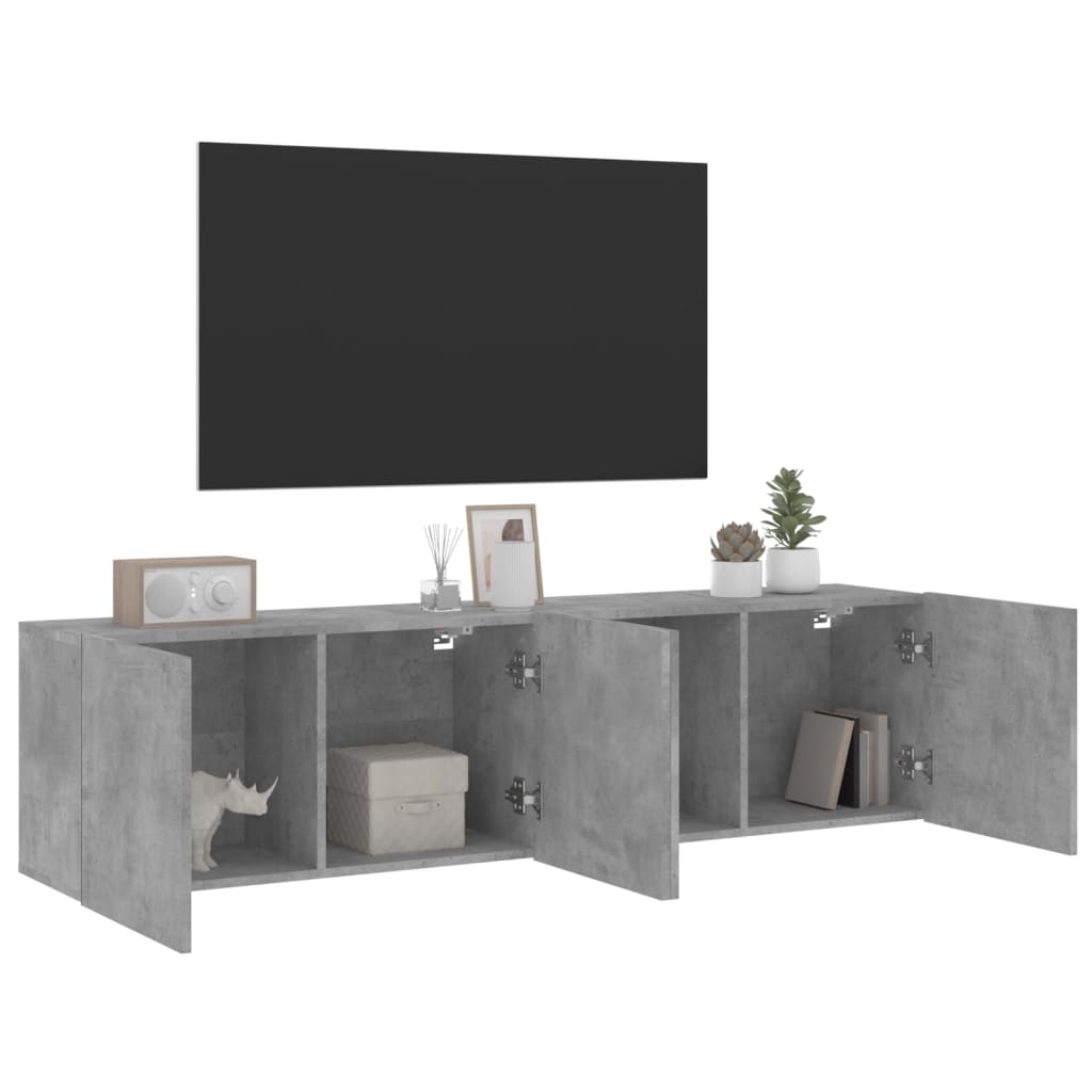 Prie sienos montuojamos TV spintelės, 2vnt., betono, 80x30x41cm
