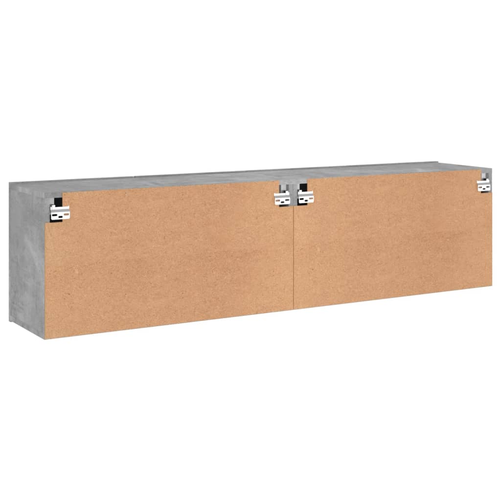 Prie sienos montuojamos TV spintelės, 2vnt., betono, 80x30x41cm