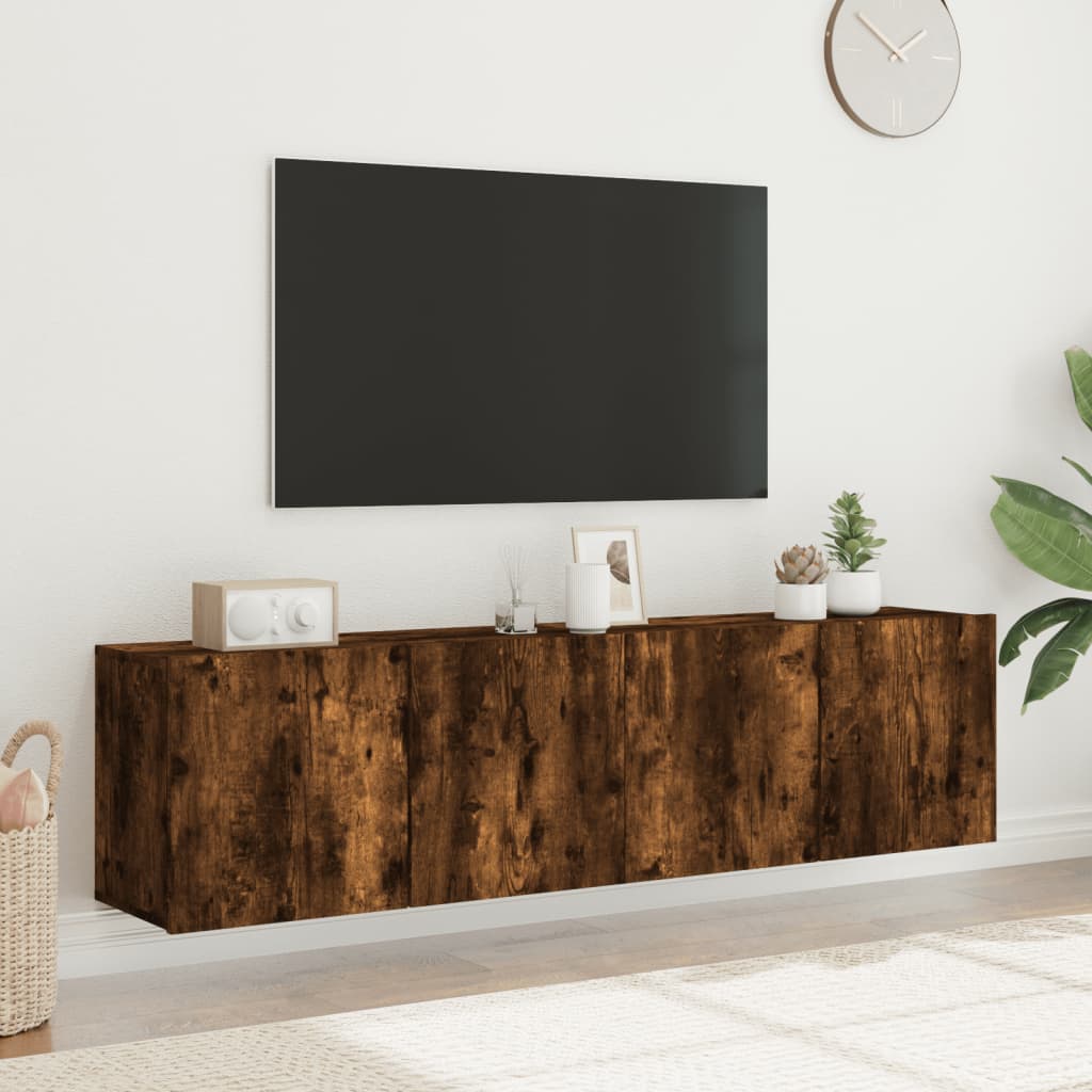 Pie sienas stiprināmi TV skapīši, 2 gab., dūmu ozola krāsā, 80x30x41cm