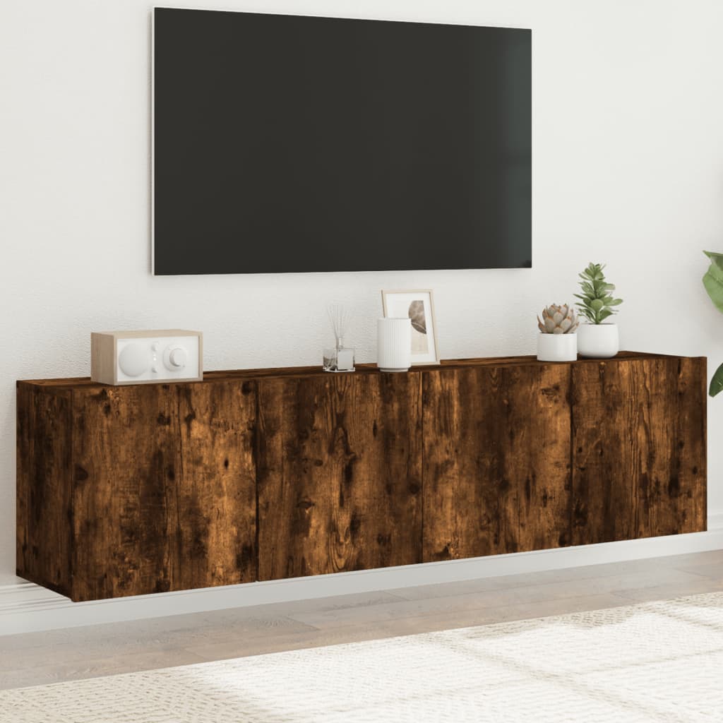 Pie sienas stiprināmi TV skapīši, 2 gab., dūmu ozola krāsā, 80x30x41cm