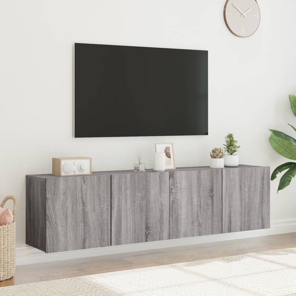 Wall-mounted TV cabinets, 2 pcs., gray oak, 80x30x41cm