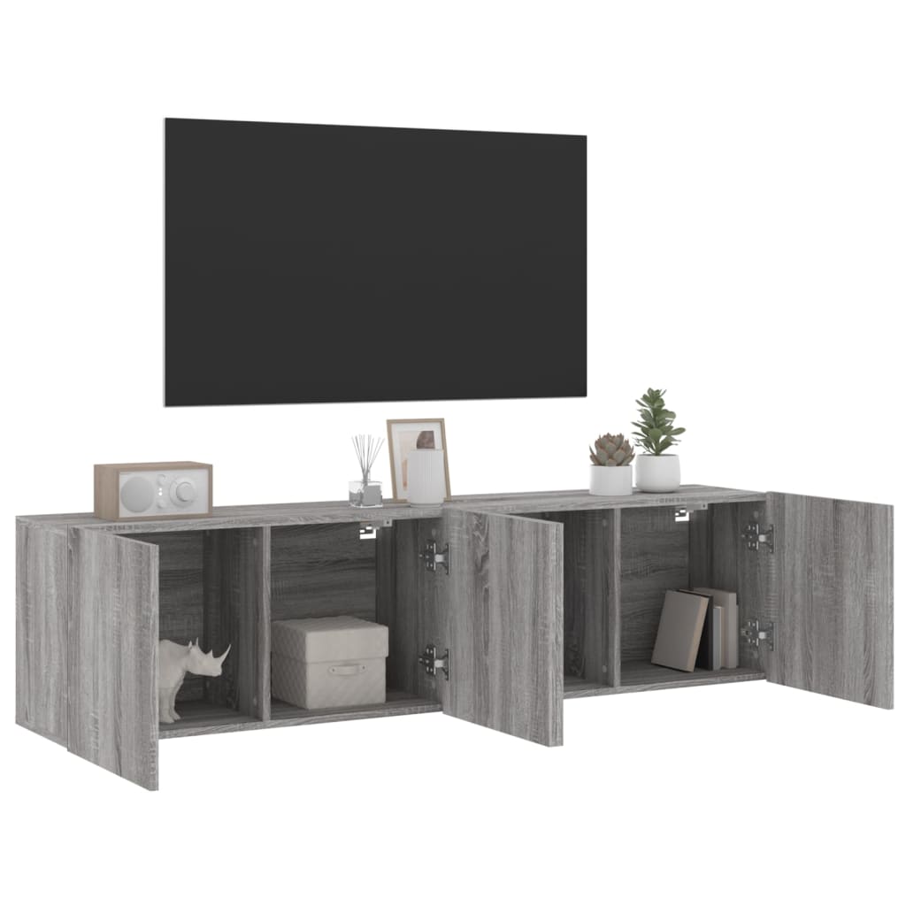 Wall-mounted TV cabinets, 2 pcs., gray oak, 80x30x41cm