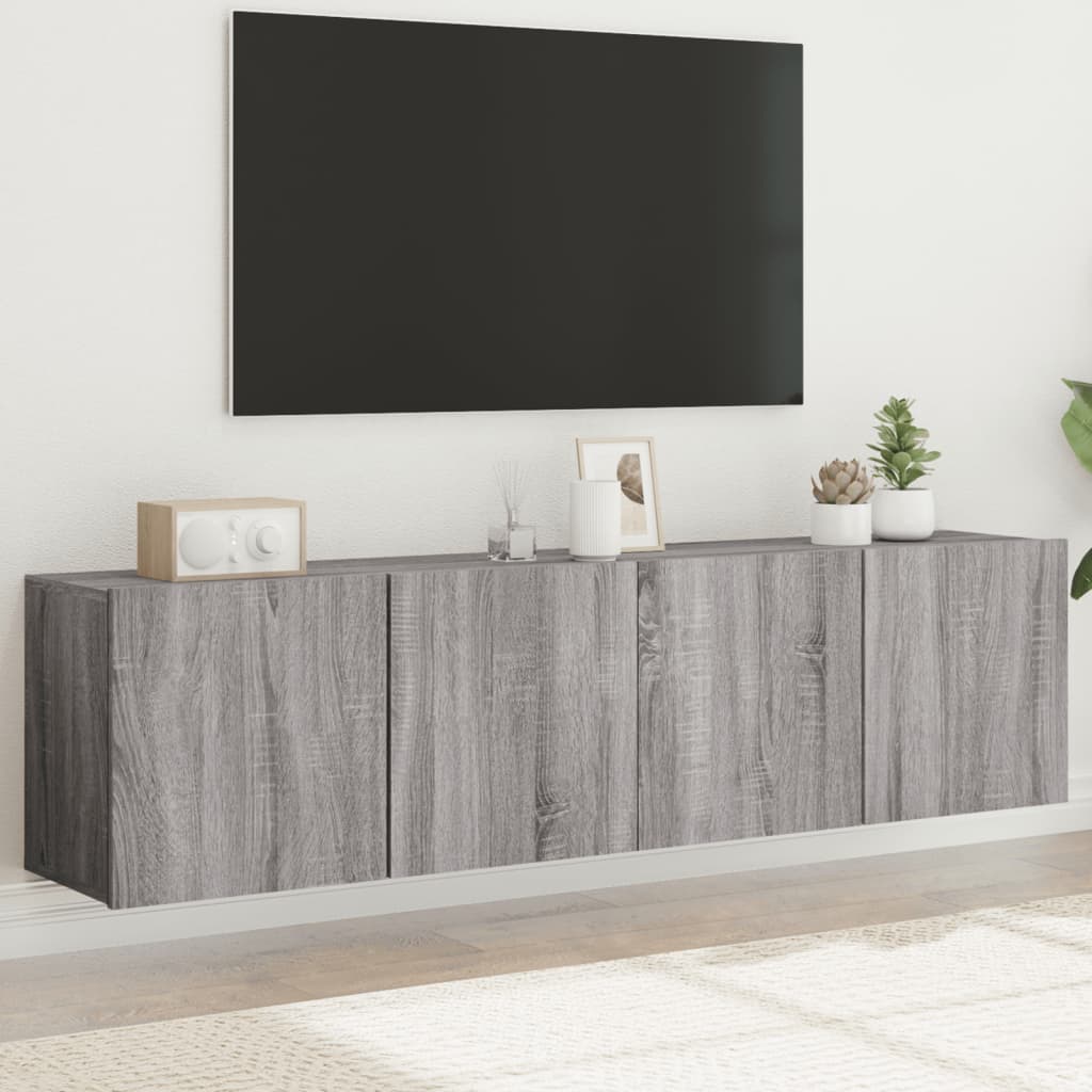 Wall-mounted TV cabinets, 2 pcs., gray oak, 80x30x41cm