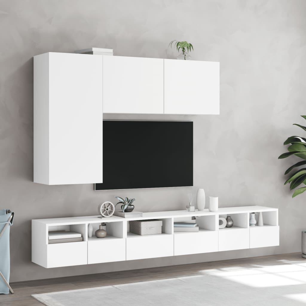 Prie sienos montuojama TV spintelė, baltos spalvos, 100x30x41cm