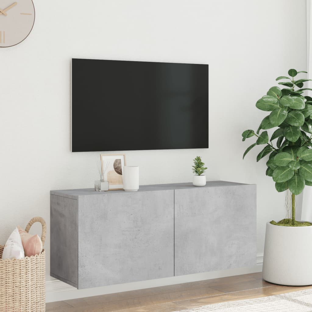 Pie sienas stiprināms TV skapītis, betona pelēks, 100x30x41cm