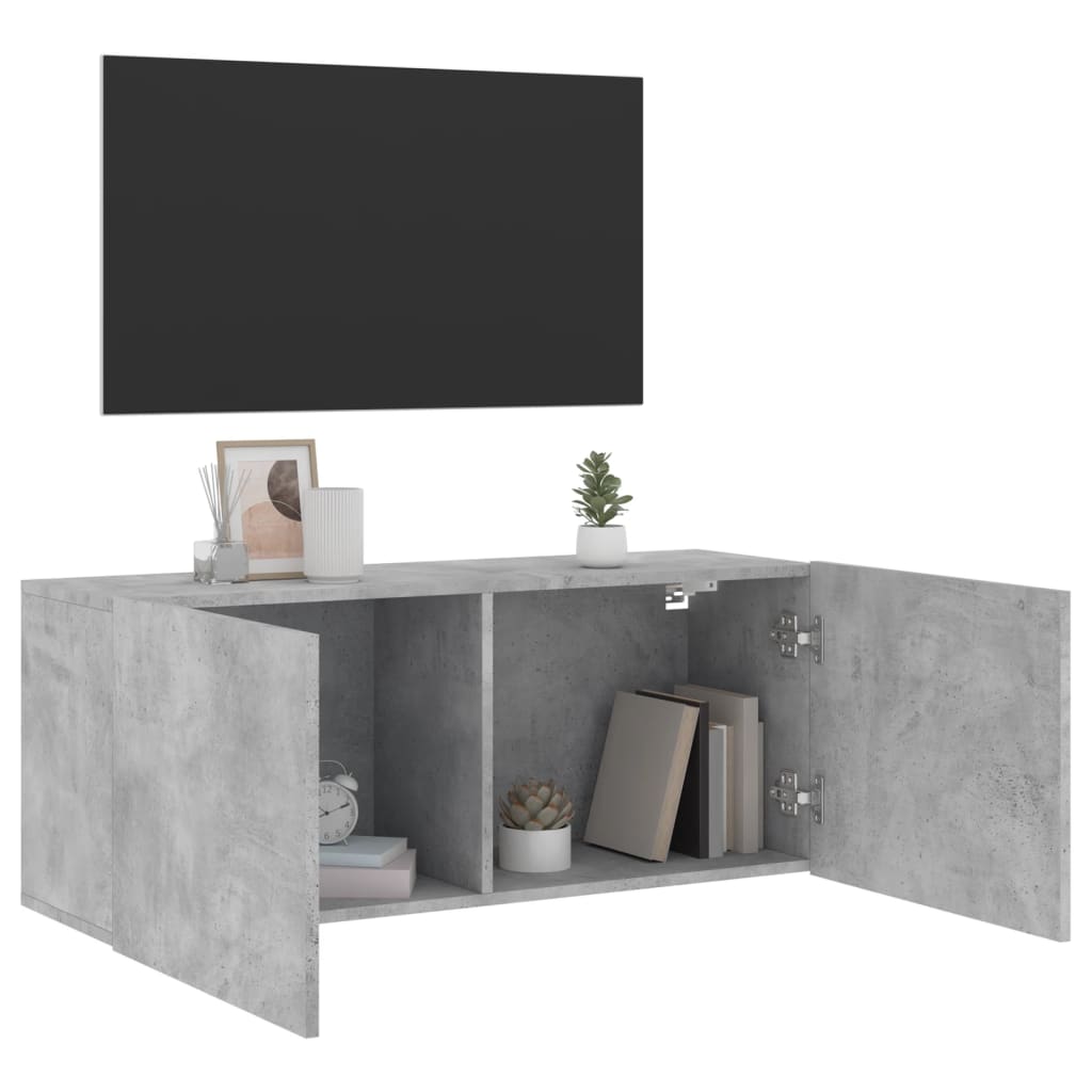 Pie sienas stiprināms TV skapītis, betona pelēks, 100x30x41cm
