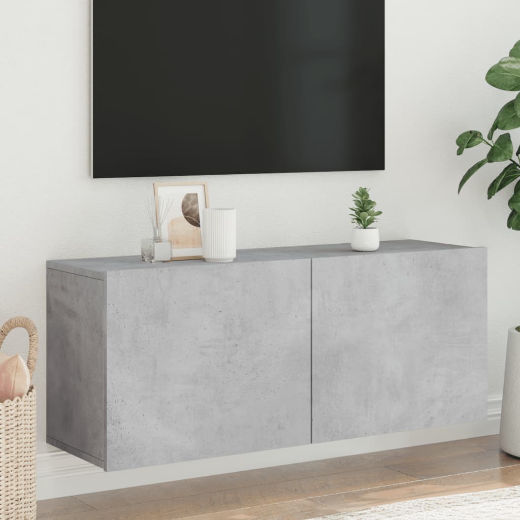 Pie sienas stiprināms TV skapītis, betona pelēks, 100x30x41cm