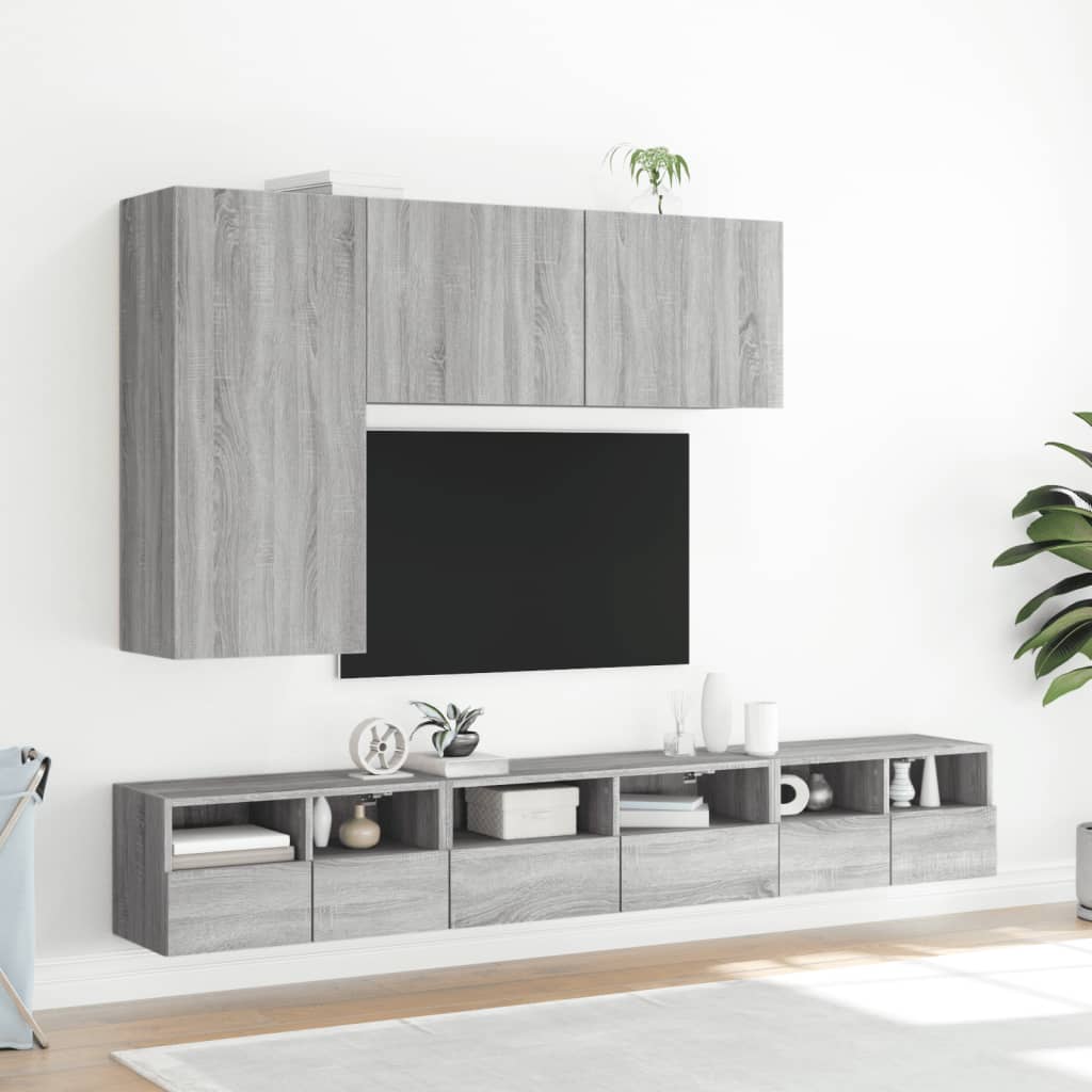 Pie sienas stiprināms TV skapītis, pelēks ozols, 100x30x41cm