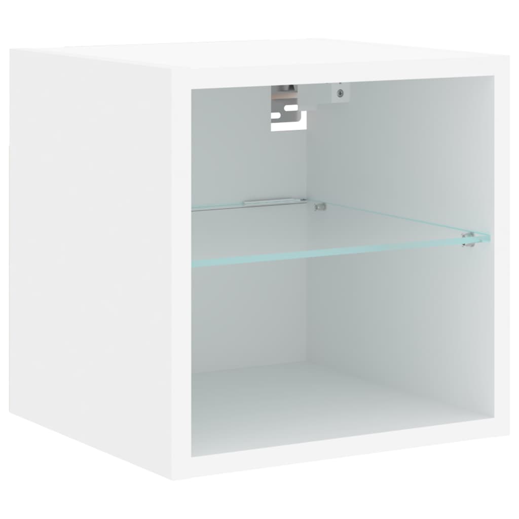 Sieninė TV spintelė su LED lemputėmis, balta, 30x28,5x30cm