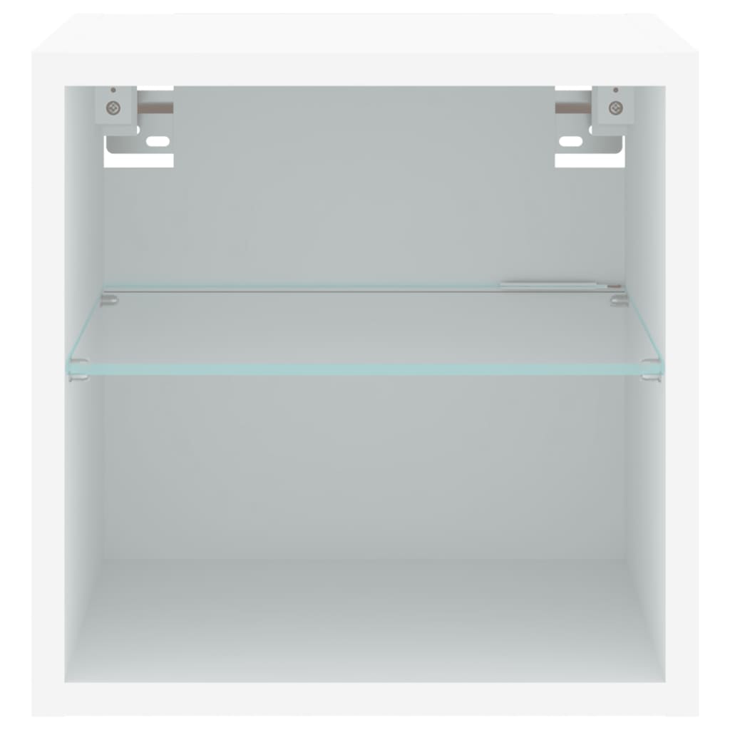 Sieninė TV spintelė su LED lemputėmis, balta, 30x28,5x30cm