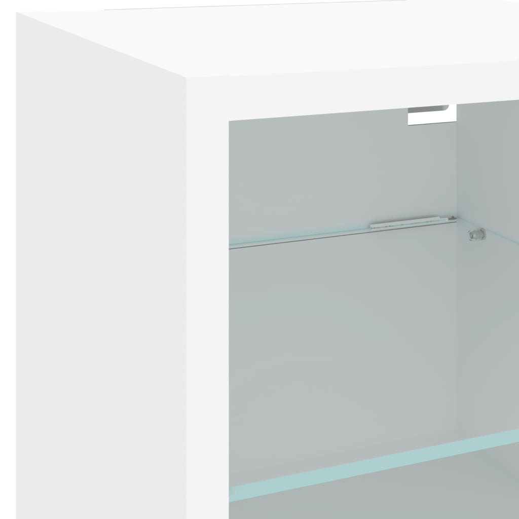 Sieninė TV spintelė su LED lemputėmis, balta, 30x28,5x30cm