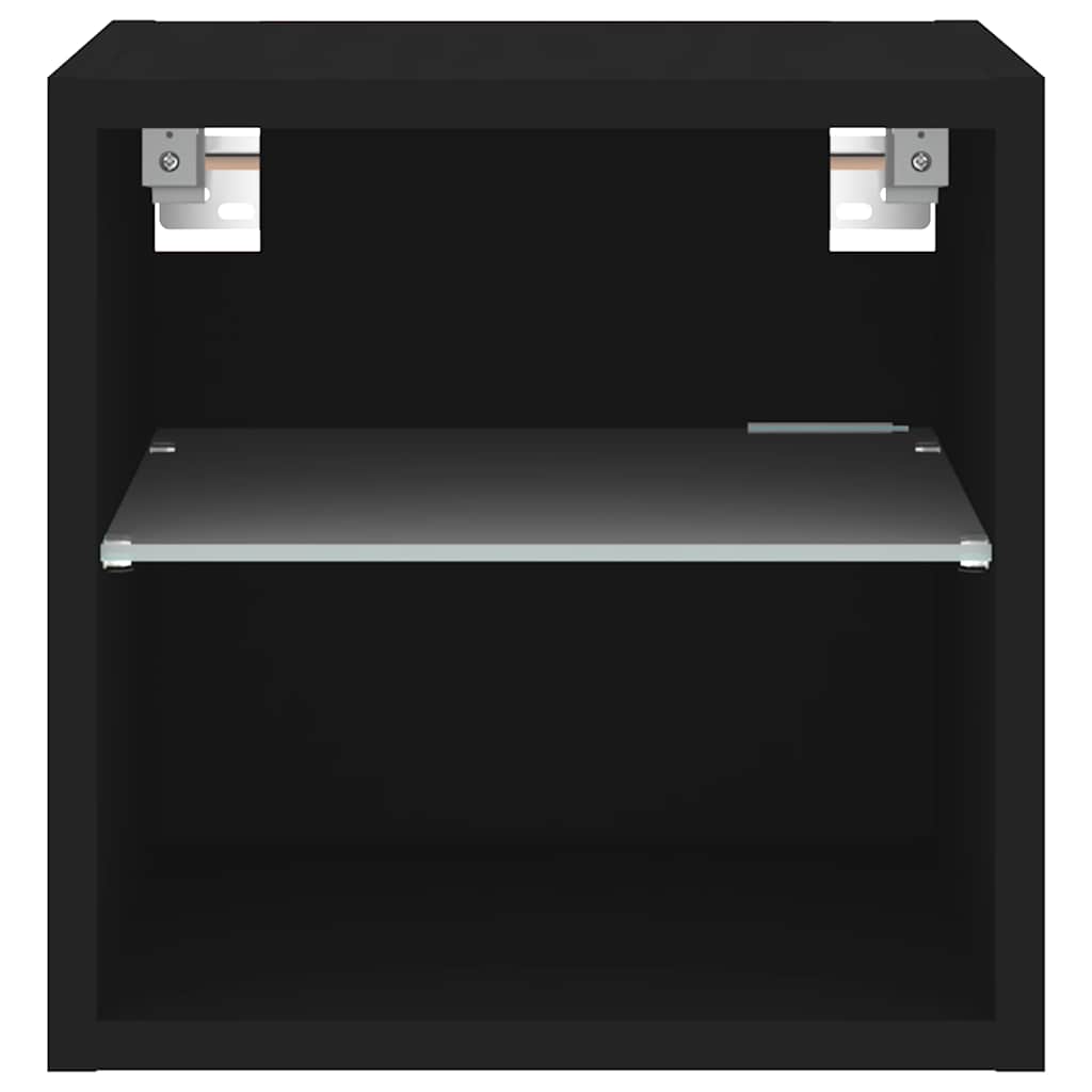 Sieninė TV spintelė su LED lemputėmis, juoda, 30x28,5x30cm