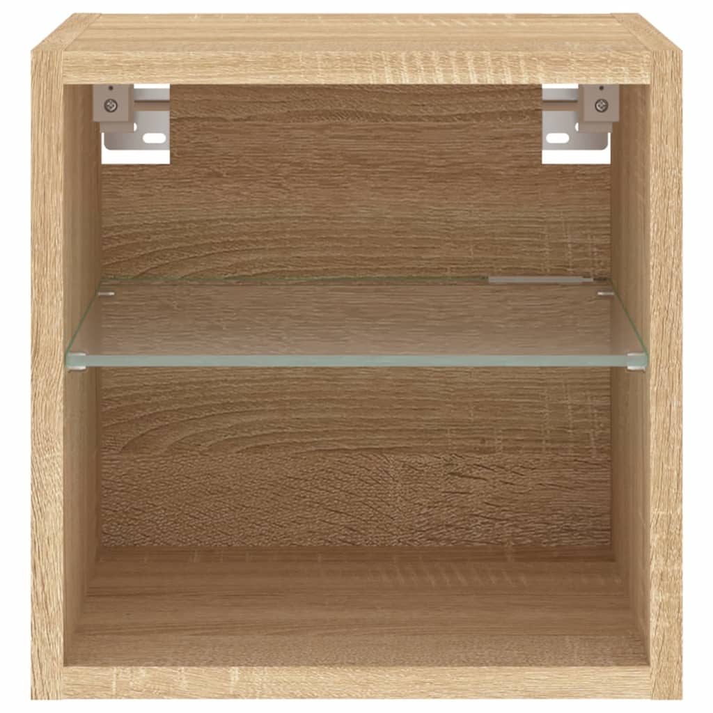 Sieninė TV spintelė su LED lemputėmis, ąžuolo, 30x28,5x30cm