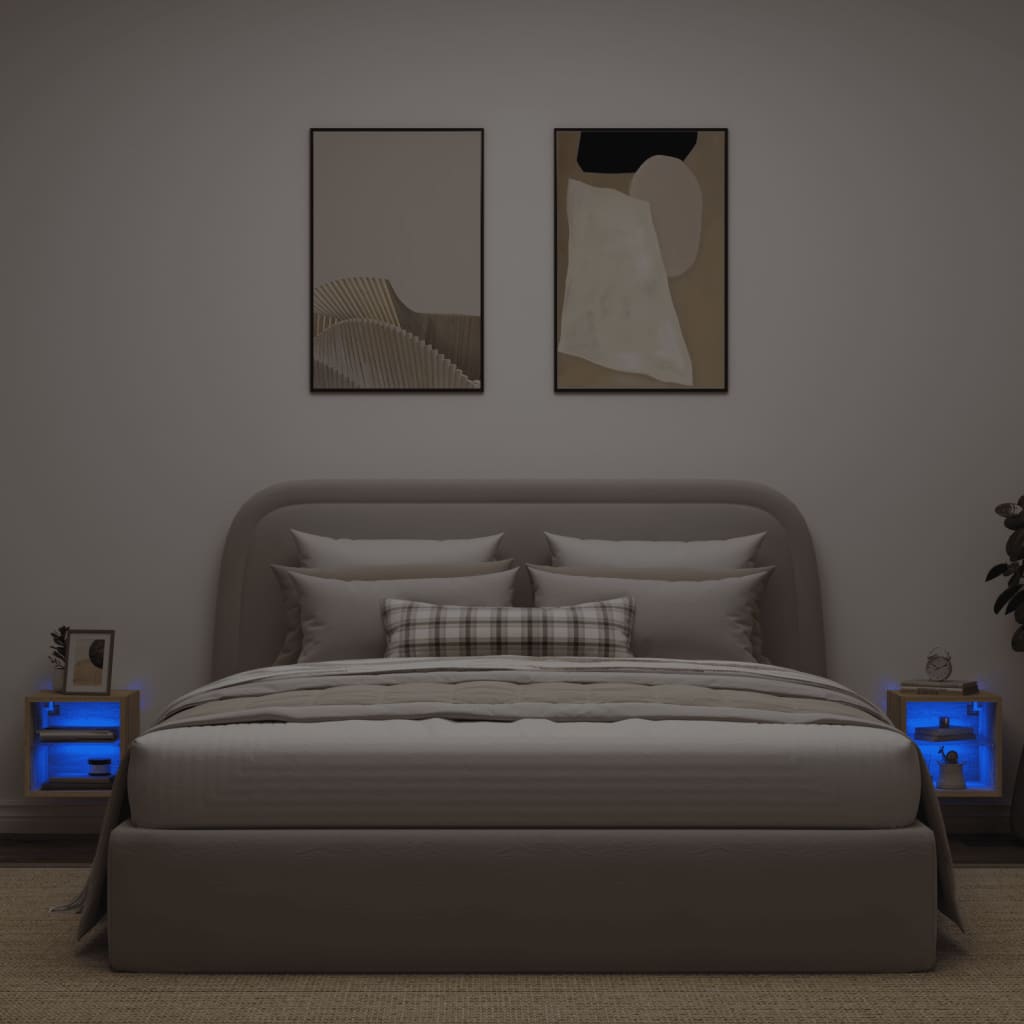 Sieninės TV spintelės su LED, 2vnt., ąžuolo, 30x28,5x30cm