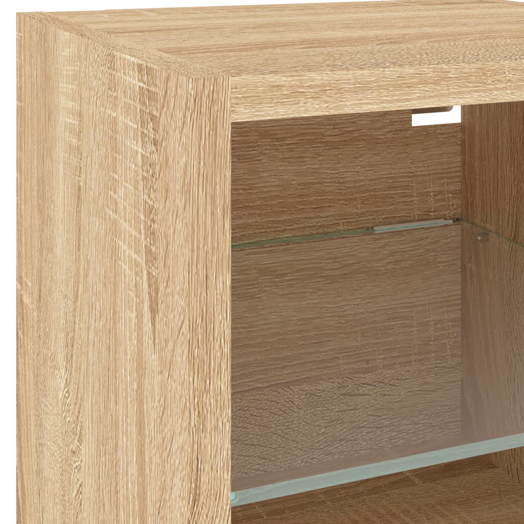Sieninės TV spintelės su LED, 2vnt., ąžuolo, 30x28,5x30cm
