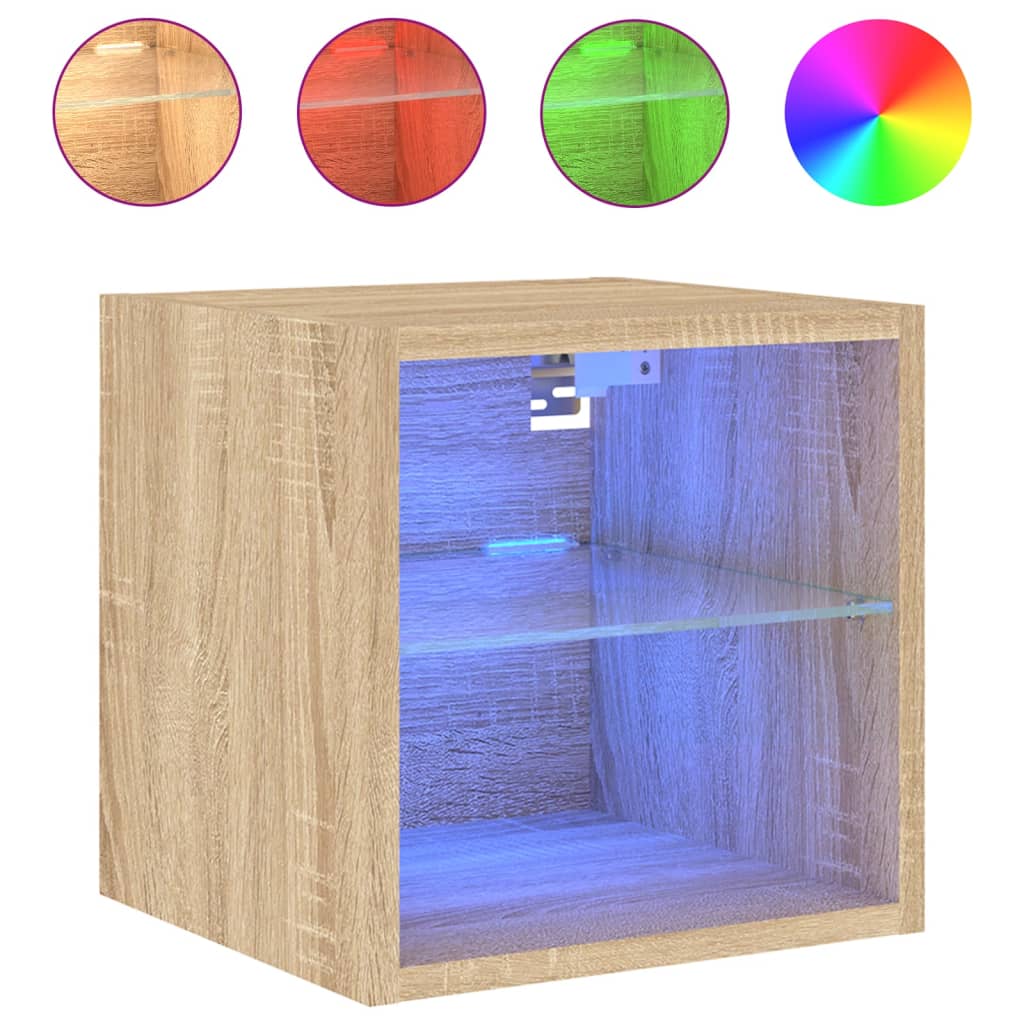 Sieninės TV spintelės su LED, 2vnt., ąžuolo, 30x28,5x30cm