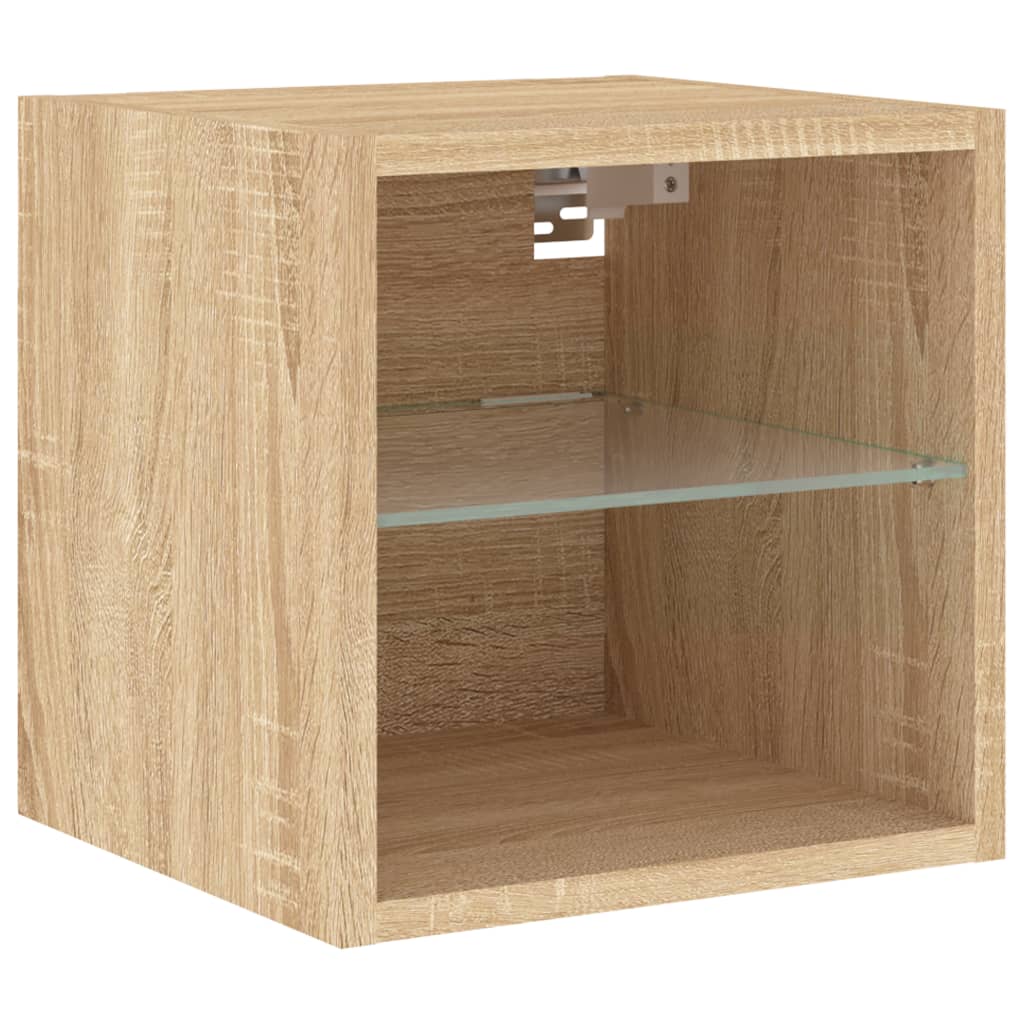 Sieninės TV spintelės su LED, 2vnt., ąžuolo, 30x28,5x30cm