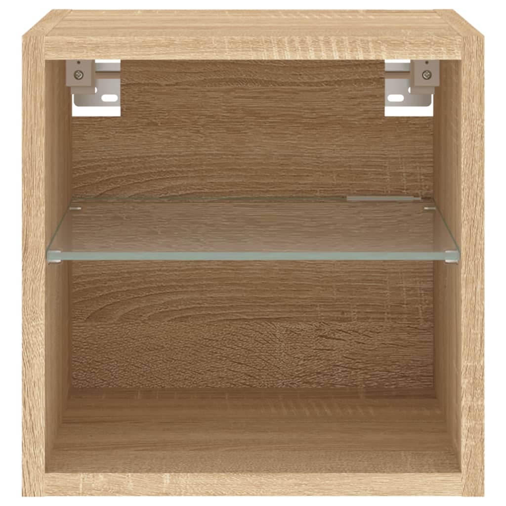 Sieninės TV spintelės su LED, 2vnt., ąžuolo, 30x28,5x30cm