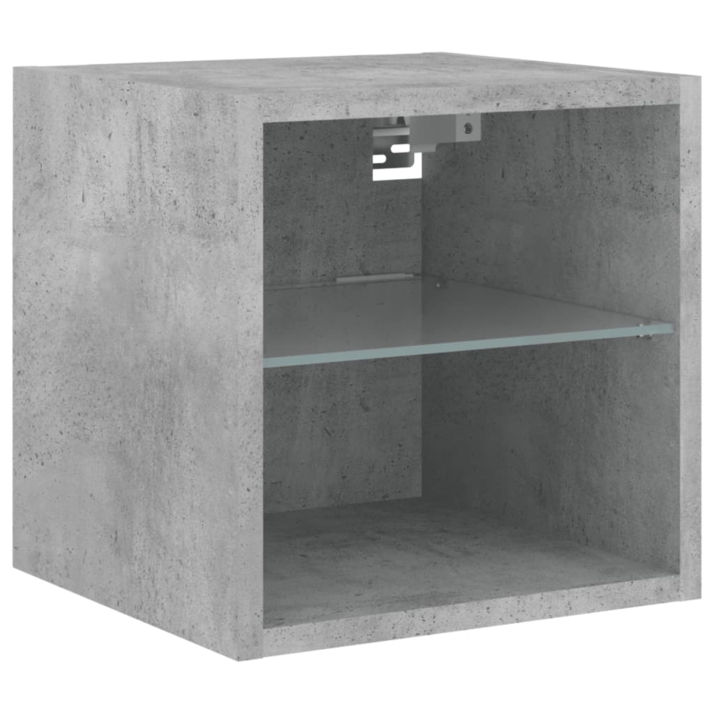 Sieninės TV spintelės su LED, 2vnt., betono, 30x28,5x30cm
