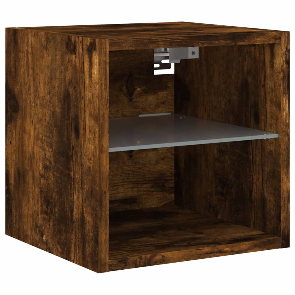Sieninė TV spintelė su LED lemputėmis, dūminė, 30x28,5x30cm