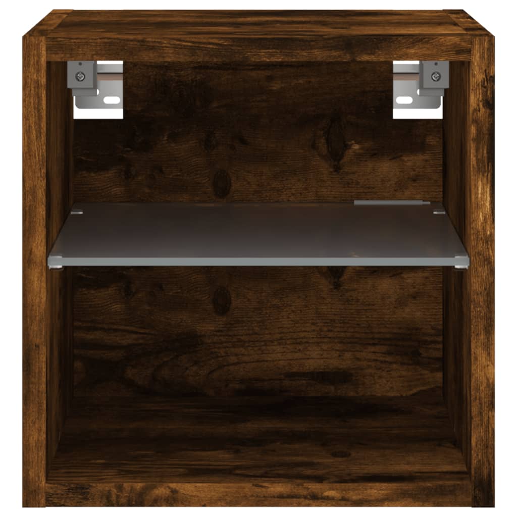 Sieninė TV spintelė su LED lemputėmis, dūminė, 30x28,5x30cm