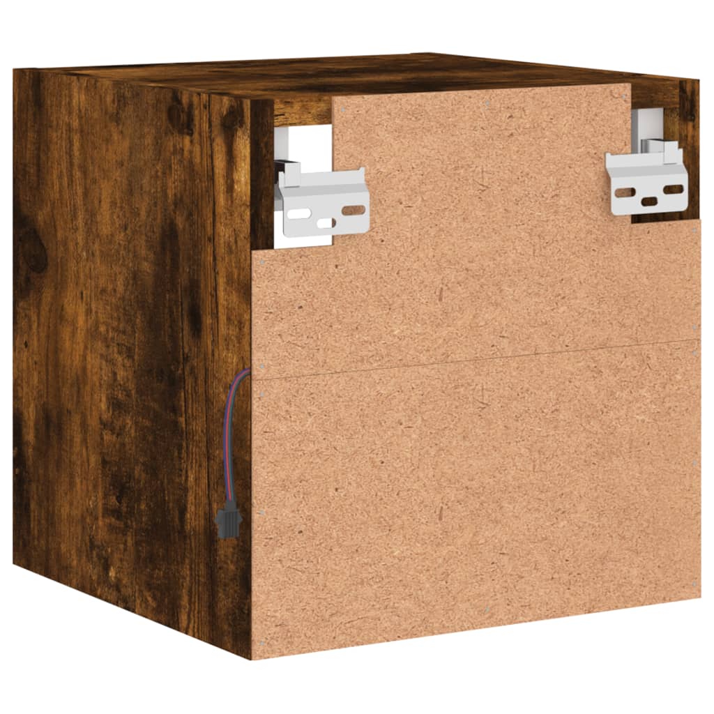 Sieninė TV spintelė su LED lemputėmis, dūminė, 30x28,5x30cm