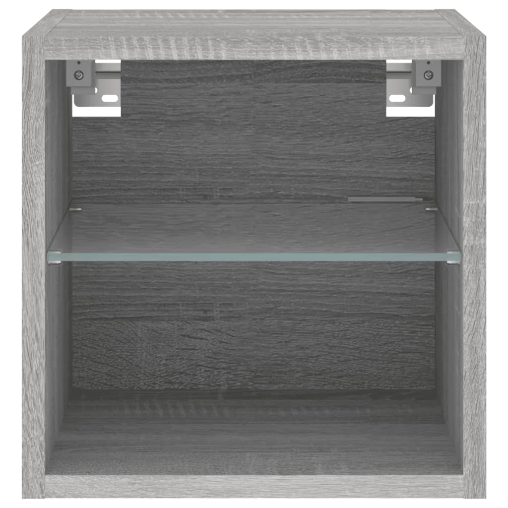 Sieninės TV spintelės su LED, 2vnt., pilkos, 30x28,5x30cm