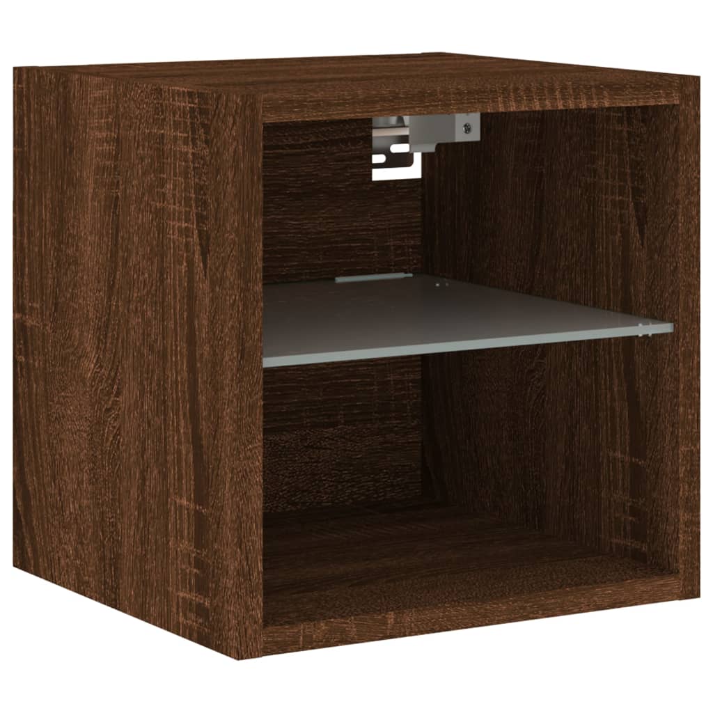 Sieninės TV spintelės su LED, 2vnt., rudos ąžuolo, 30x28,5x30cm