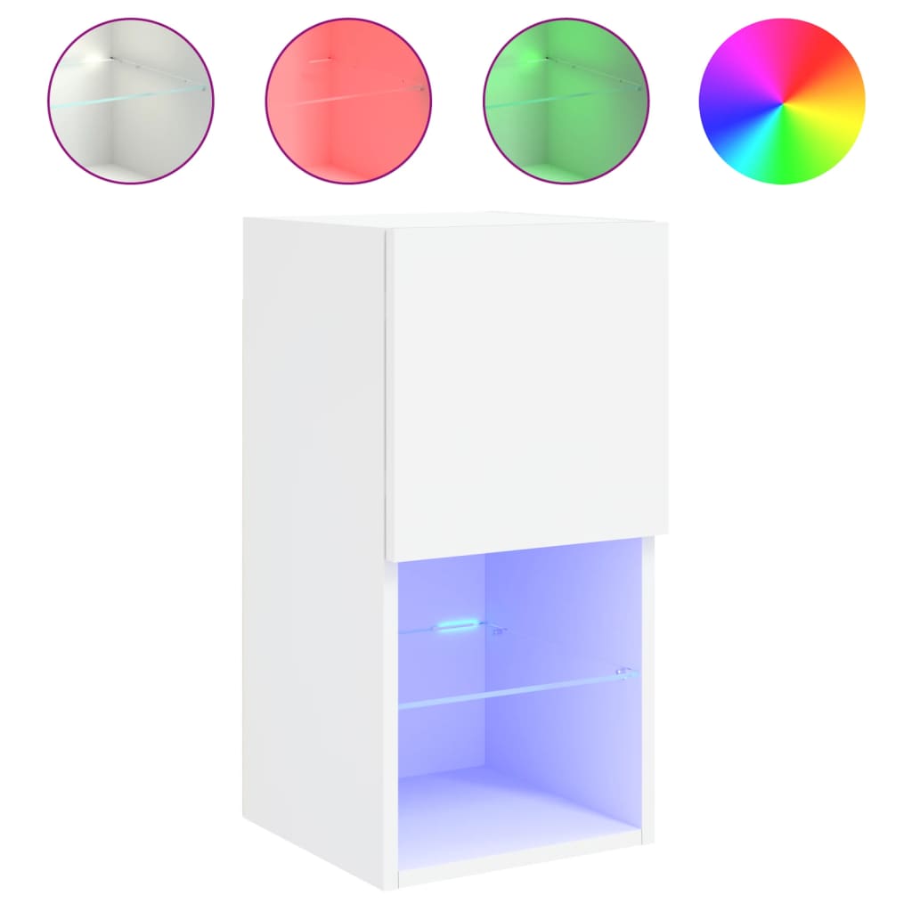 TV spintelės su LED lemputėmis, 2vnt., baltos, 30,5x30x60cm