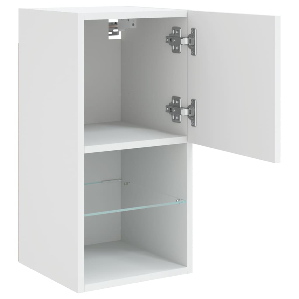 TV spintelės su LED lemputėmis, 2vnt., baltos, 30,5x30x60cm