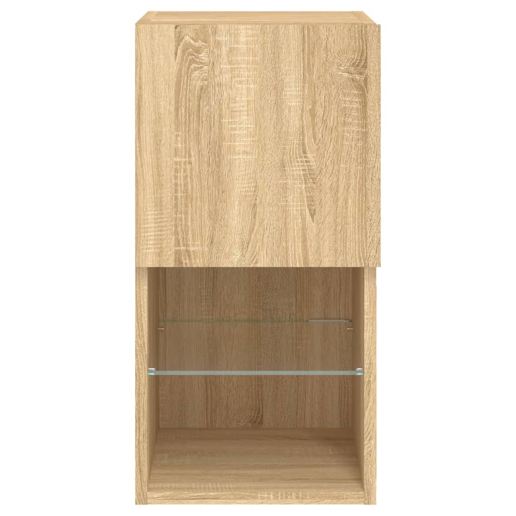 TV spintelės su LED lemputėmis, 2vnt., ąžuolo, 30,5x30x60cm